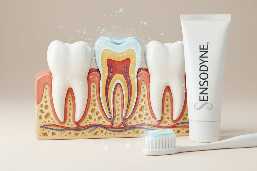 3D cross-section illustration of dentin tubules explaining Teeth Whitening for Sensitive Teeth sensitivity mechanism