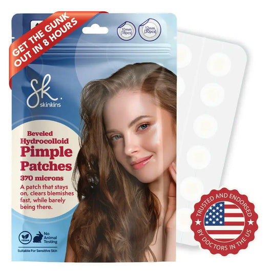 4x Absorbent Hydrocolloid Pimple Patches for Face — Get The Gunk Out In Under 8 Hours (Ultra-Thin) SKIN KINS