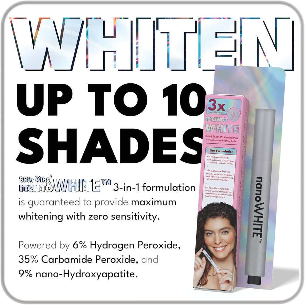 3-in-1 Professional Teeth Whitening Pen | Enamel Repairing Tooth Whitener with Nano-Hydroxyapatite & Dual Peroxide Gel | Instant Results & Zero Sensitivity | 30+ Uses