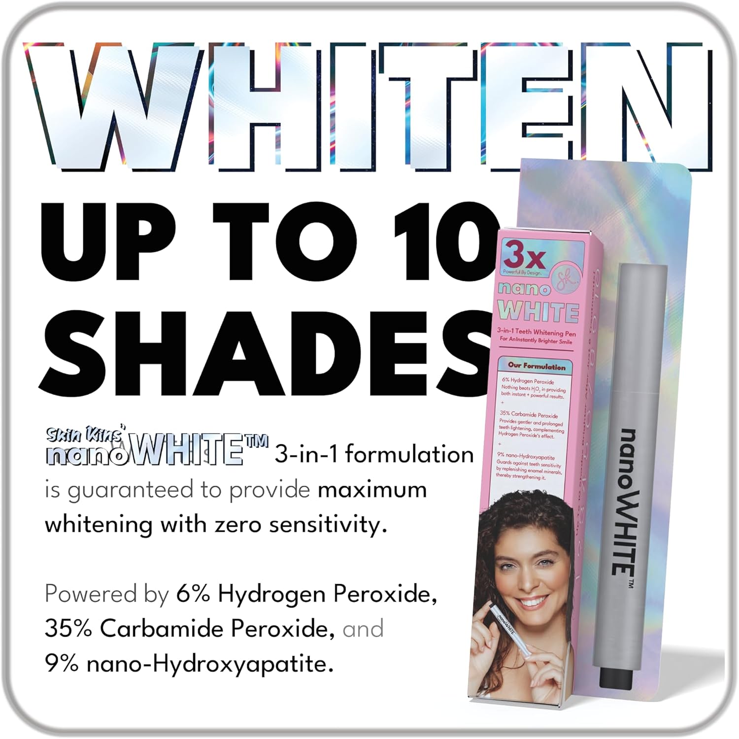 3-in-1 Professional Teeth Whitening Pen | Enamel Repairing Tooth Whitener with Nano-Hydroxyapatite & Dual Peroxide Gel | Instant Results & Zero Sensitivity | 30+ Uses