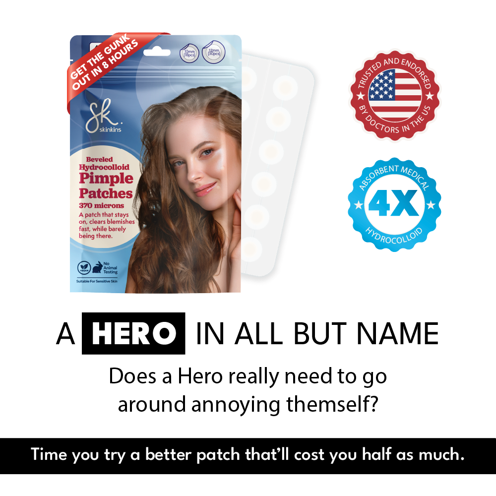 4x Absorbent Hydrocolloid Pimple Patches for Face — Get The Gunk Out In Under 8 Hours (Ultra-Thin)