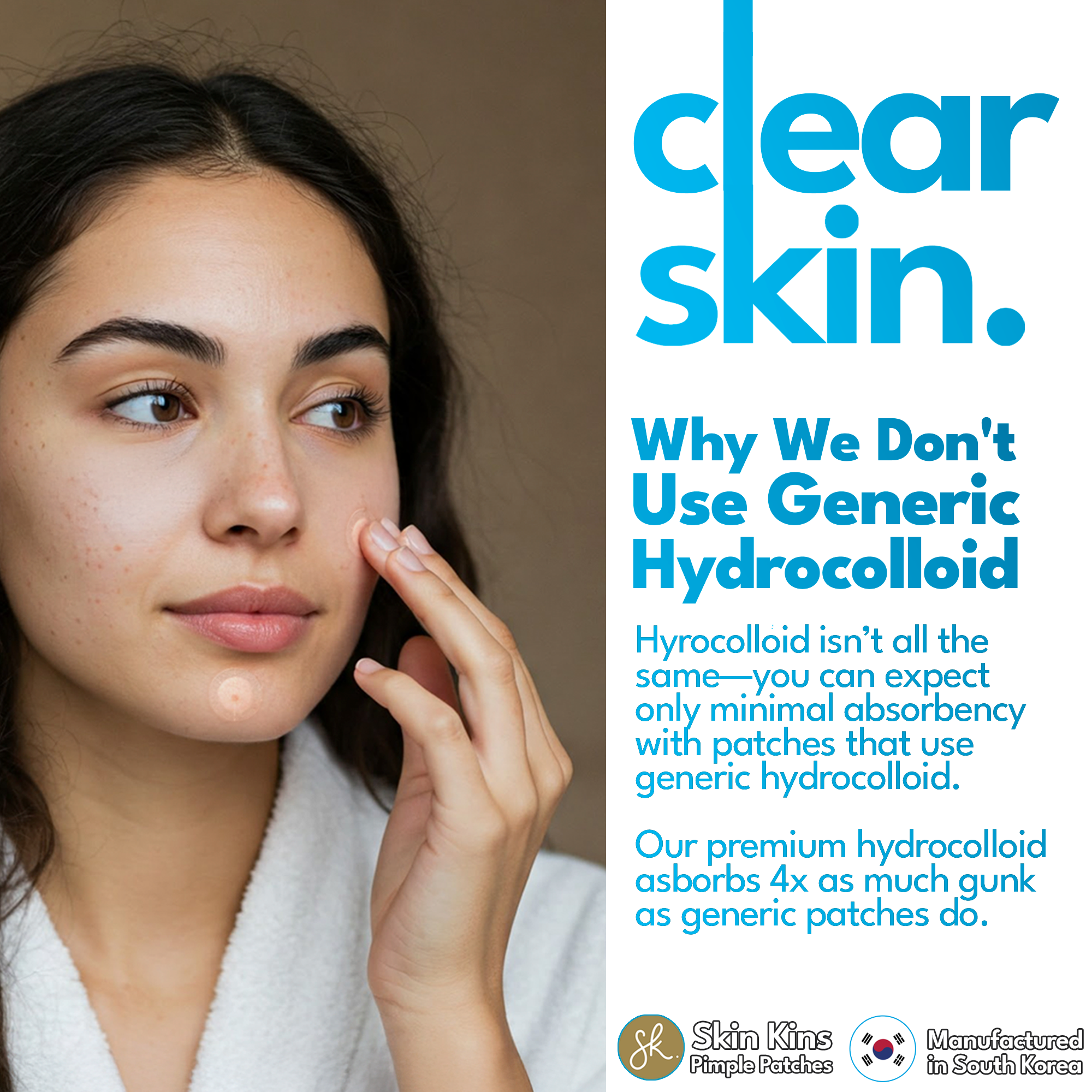 4x Absorbent Hydrocolloid Pimple Patches for Face — Get The Gunk Out In Under 8 Hours (Ultra-Thin)